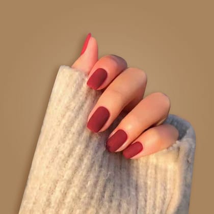 SMOOKY Reusable - 24 Pcs press on nails kit -Dark Maroon