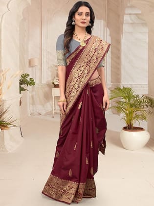 Ethnic Motifs Woven Design Zari Banarasi Saree