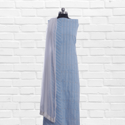Handwoven Pure Cotton Sky Blue women Suit
