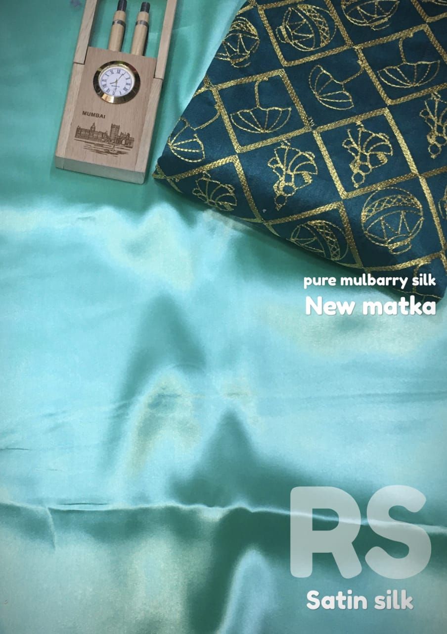 Sky Blue Color Plain Satin Silk Saree with Embroidered Blouse MPS-Sky Blue