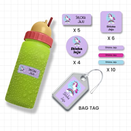 Assorted Shapes Waterproof Labels - Unicorn Theme