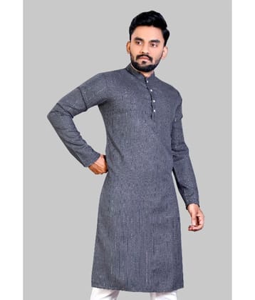 YUG ART - Grey Cotton Blend Mens Regular Kurta ( Pack of 1 ) - None