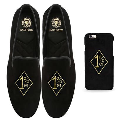 Velvet Slip-on & Mobile Cover Combo with Desired Initials By Brune & Bareskin-40/6