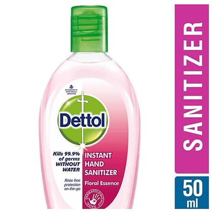 Dettol Instant Hand Sanitizer - Floral Essence, Kills 99.9% Of Germs Without Water, 50 Ml(Savers Retail)