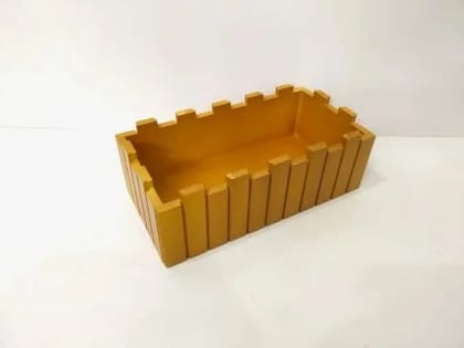 Rave Creations Engineered wood Storage and decorative tray/box, Rectangular, 25 cm x 15 cm x 10 cm, golden color