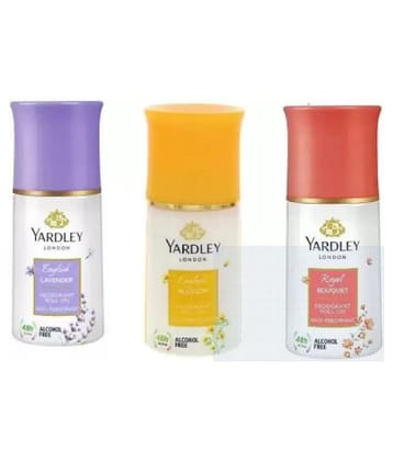 Yardley London English Lavender, Royal Bouquet and English Blossom Deodorant Roll-on Deodorant Roll-on - For Men & Women  (50 ml each, Pack of 3).