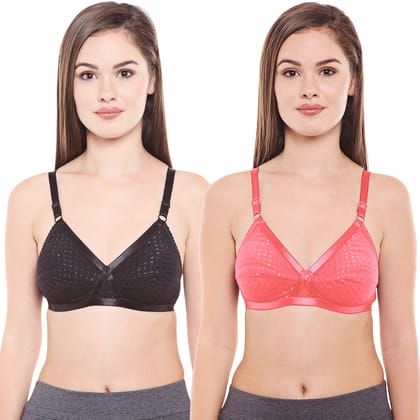 Bodycare Women Cotton Spandex Full Coverage Non Padded Regular Bra Pack - 2 E1528BPI
