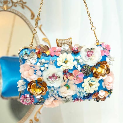 Floral Fantasy Clutch Bag-Black