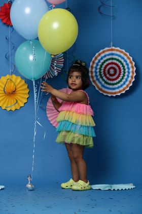 Multicolour Ruffle Layered Dress-6-12 months