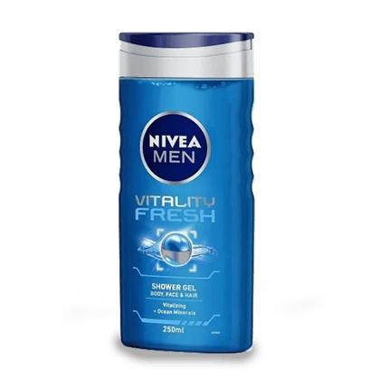 Nivea Men Vitality Fresh Shower Gel With Ocean Minerals For Body, Face & Hair, 250 ml Bottle