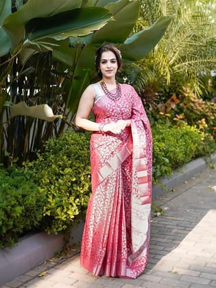 Floral Woven Design Zari Banarasi Saree