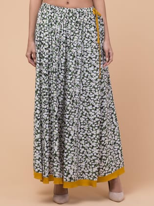 Hive91 Womens Green Floral Maxi Long Skirt XS