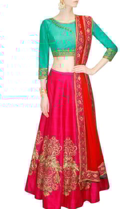 Designer Pink Color Embroidered Semi-stitched Party  Lehenga Choli