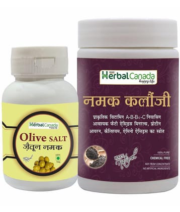 Herbal Canada Olive Salt(60g)+ Kalonji Namak(60g) Sea Salt 180 gm Pack of 2