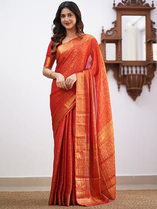 Floral Woven Design Zari Banarasi Saree