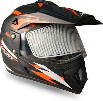 TVS Motorbike Helmet Black Orange and White Full Face