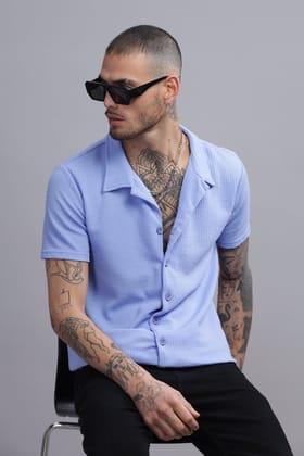 Periwinkle Pixie Mens Half Sleeve Cuban Collar Shirt-S