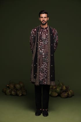 Ashok wine Kurta set with trouser and Dupatta-XS/34