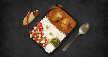 Banarasi Dum Aloo Rice Bowl __ Steamed Basmati Rice