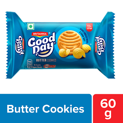Britannia Good Day Butter Cookies - Crunchy, Zero Trans Fat, Ready To Eat, 60 G(Savers Retail)