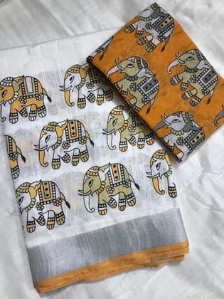 LINEN DIGITAL PRINTED SAREE 1421