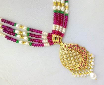 22k Necklace with 22k Earring set india beautiful gold pearl ruby by usa22k mothers day gift