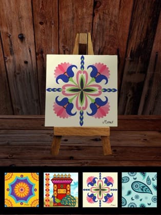4 Festive Photo Cards With Easel Stand