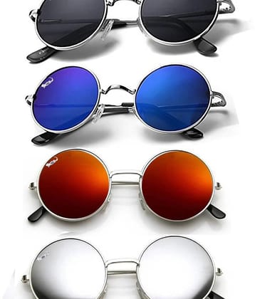 Elligator Silver Round Sunglasses ( Pack of 4 ) - Medium