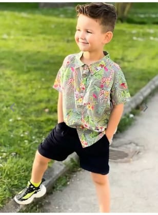 Baby boy summer clothes Toddler boys summer clothes boys summer outfit 2pcs Floral Print set-12-18 MONTH