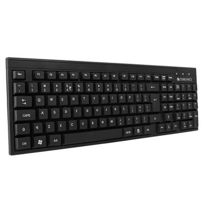 ZEBRONICS K35 USB Wired Keyboard with Rupee Key, Spill-Proof and Slim Design (Black) 
