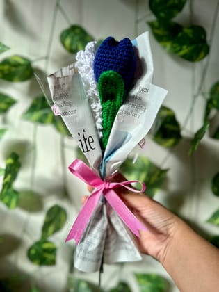 Crochet tulip & lavender bouquet