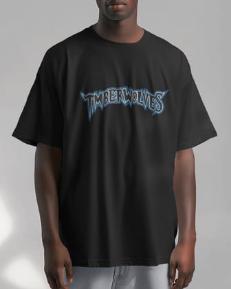 Half Sleeves Printed Oversized T-Shirts (Black)-XL