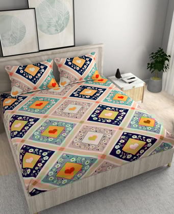 Premium Cotton Elastic Fitted King Size Bedsheet with 2 Pillow Covers (BUY1 GET1 FREE)