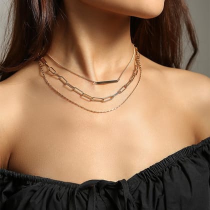 ALL IN ONE Three Layer Patti Gold Necklace for Girls & Womens