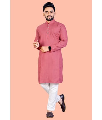 YUG ART - Light Pink Cotton Regular Fit Mens Kurta Pyjama Set ( Pack of 1 ) - None