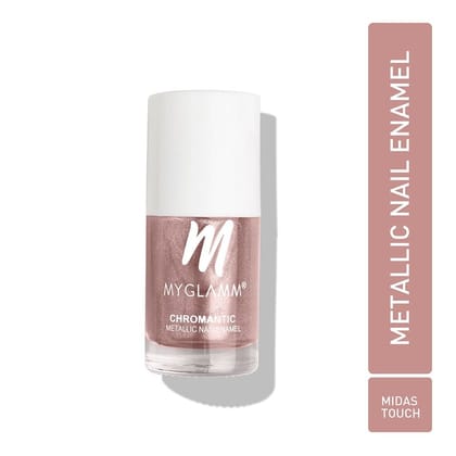 MyGlamm Chromantic Metallic Nail Enamel - Midas Touch (Copper Pink Shade) | Chamical Free, Chrome Finish & Long Lasting Nail Polish (10ml)