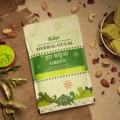 हरा कछुआ ~ Green Organic and Herbal Holi Color / Gulal (100gm)-Pack of 1