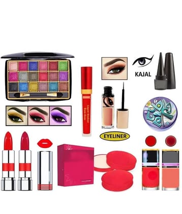 swenky eyeshadow with eyeliner mascara sindoor lipstick compact nail polish & remover (Pack of 10)