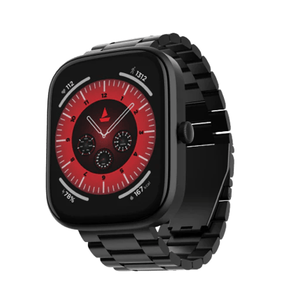 boAt Ultima Chronos | Smartwatch with 1.96" (4.97cm) AMOLED Display, BT Calling, Crest OS+, 100+ Watch Faces Steel Black