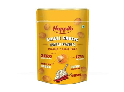 Happilo Premium Super Snack Chili Garlic Peanut 150g Crunchy and Nutty High in Protein and Dietary Fibre