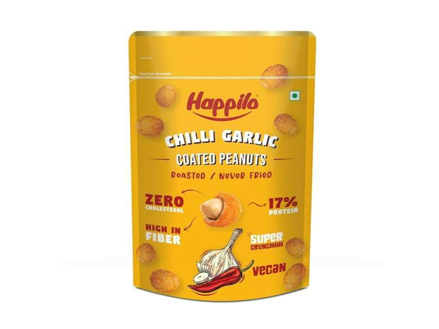 Happilo Premium Super Snack Chili Garlic Peanut 150g Crunchy and Nutty High in Protein and Dietary Fibre