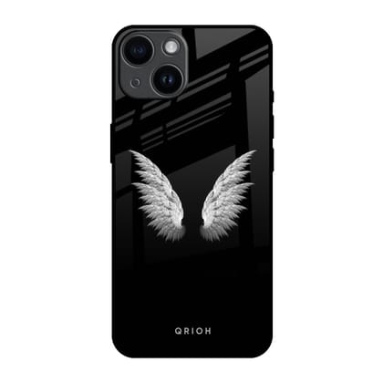 White Angel Wings Glass Case for iPhone 14