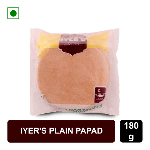 Iyer's Plain Papad, 180 gm Pouch