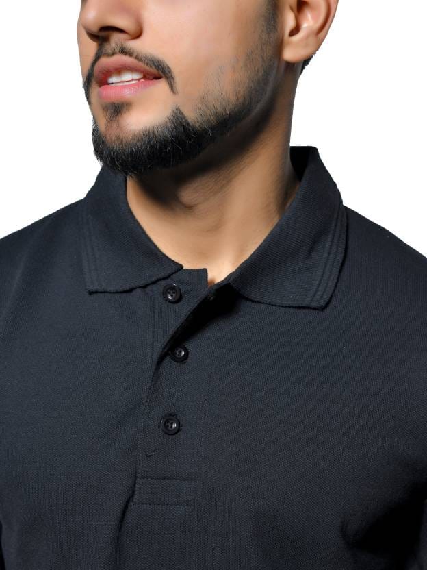 Men Solid Polo Neck Pure Cotton White T-Shirt