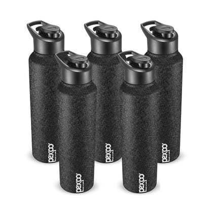 PEXPO Stainless Steel Sports/Fridge Water Bottle, 1000 ml, Pack Of 5 Black, Chromo | Eco-Friendly & Leak-Proof Water Bottle