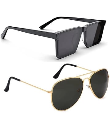 Elligator Multicolor Rectangular Sunglasses ( Pack of 2 ) - Medium