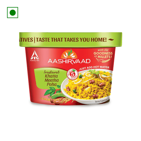 Aashirvaad Instant Khatta Meetha Poha With Millets, 80 gm Tub