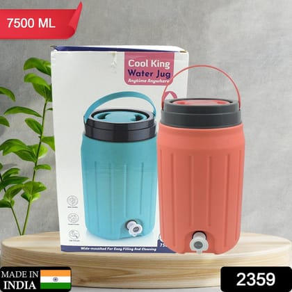 Insulated Plastic Water Rover Jug with a Sturdy Handle, Water Jug Camper with Tap Plastic Insulated Water Water Storage Cool Water Storage for Home & Travelling (2500ML, 7500ML, 12000ML)-7500ML