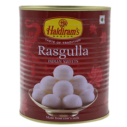 Haldiram's Rasgulla - Syrup-Based Dessert, Soft & Spongy, 1 Kg Tin(Savers Retail)