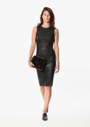Iranta Leather Dress in Black-Black / 40